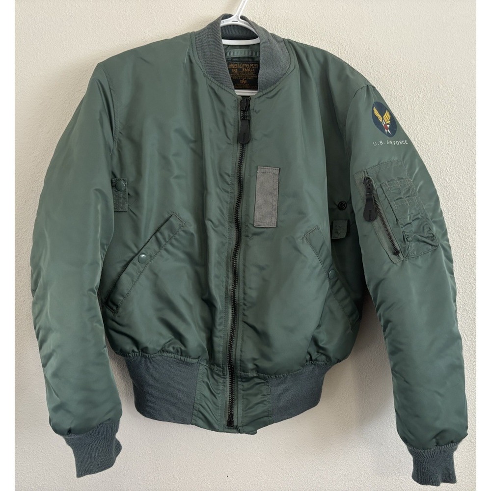 Vintage Alpha Industries MA-1 USAF Bomber Flight Jacket Sage Green Men's S